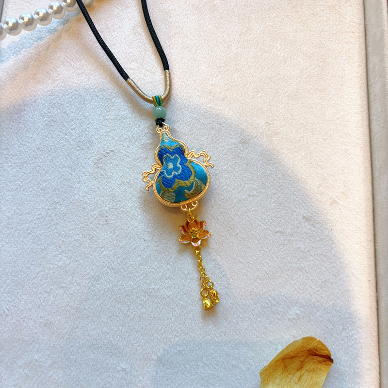 【成品】纯手工双面葫芦挂坠非遗宋锦真丝项链百搭小众高级感配饰|undefined