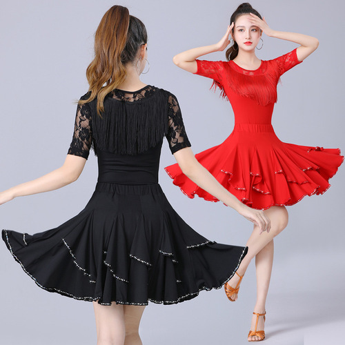 Square dance clothing, professional Latin dance clothing, new female adult practice clothing suit, tassel competition, national standard dance performance