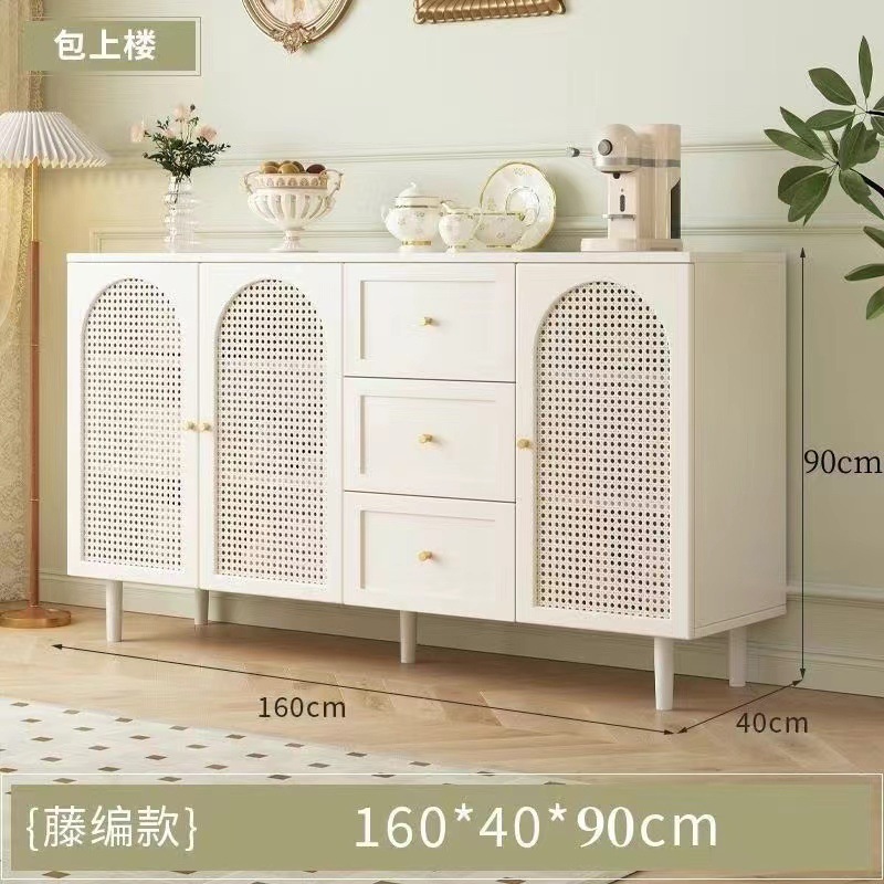 餐边柜法式简约现代藤编储物柜子家用餐厅茶水柜厨房收纳橱柜边柜|undefined