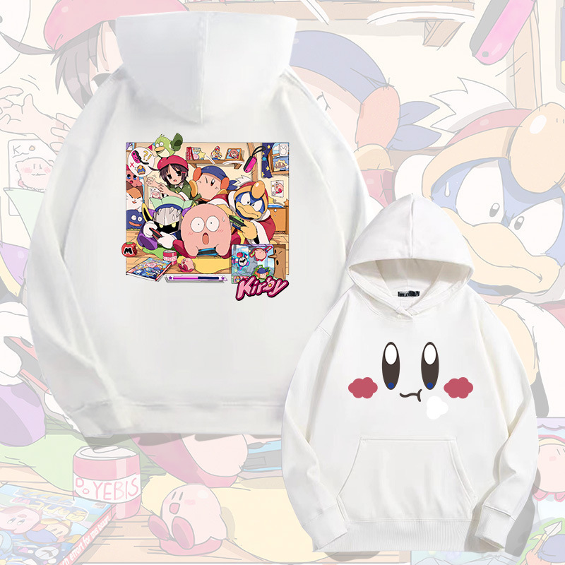 Kirby's Friends Explore and Discover Peripheral Game Hooded Sweatshirt Men's Autum Youth Long-Sleeved Top
