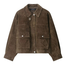 跨境欧美女装速卖通爆款时尚百搭口袋饰飞行员夹克外套