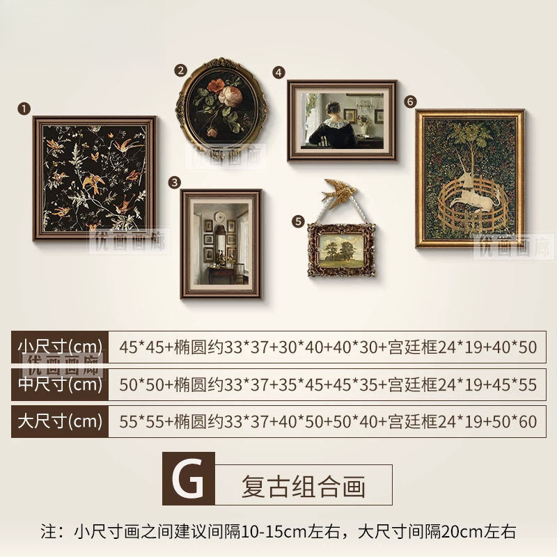 挂画美式复古装饰画客厅沙发背景墙中古小众艺术组合画家用画|undefined