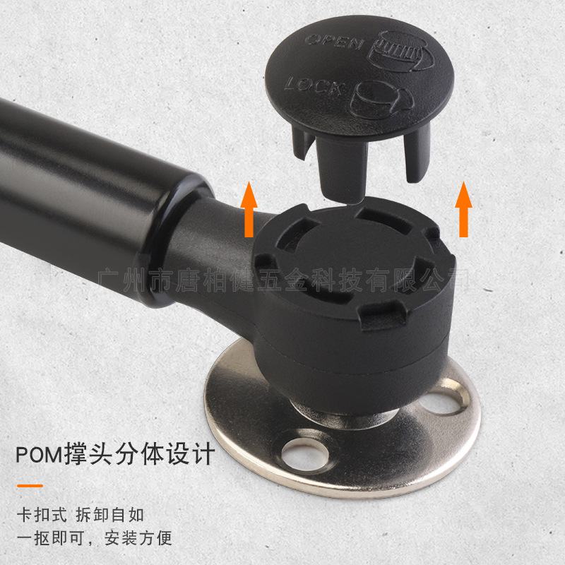 Varilla hidráulica de gas para puerta abatible de gabinete negro, puntal telescópico neumático para muebles, amortiguador silencioso, varilla de soporte con resorte de gas