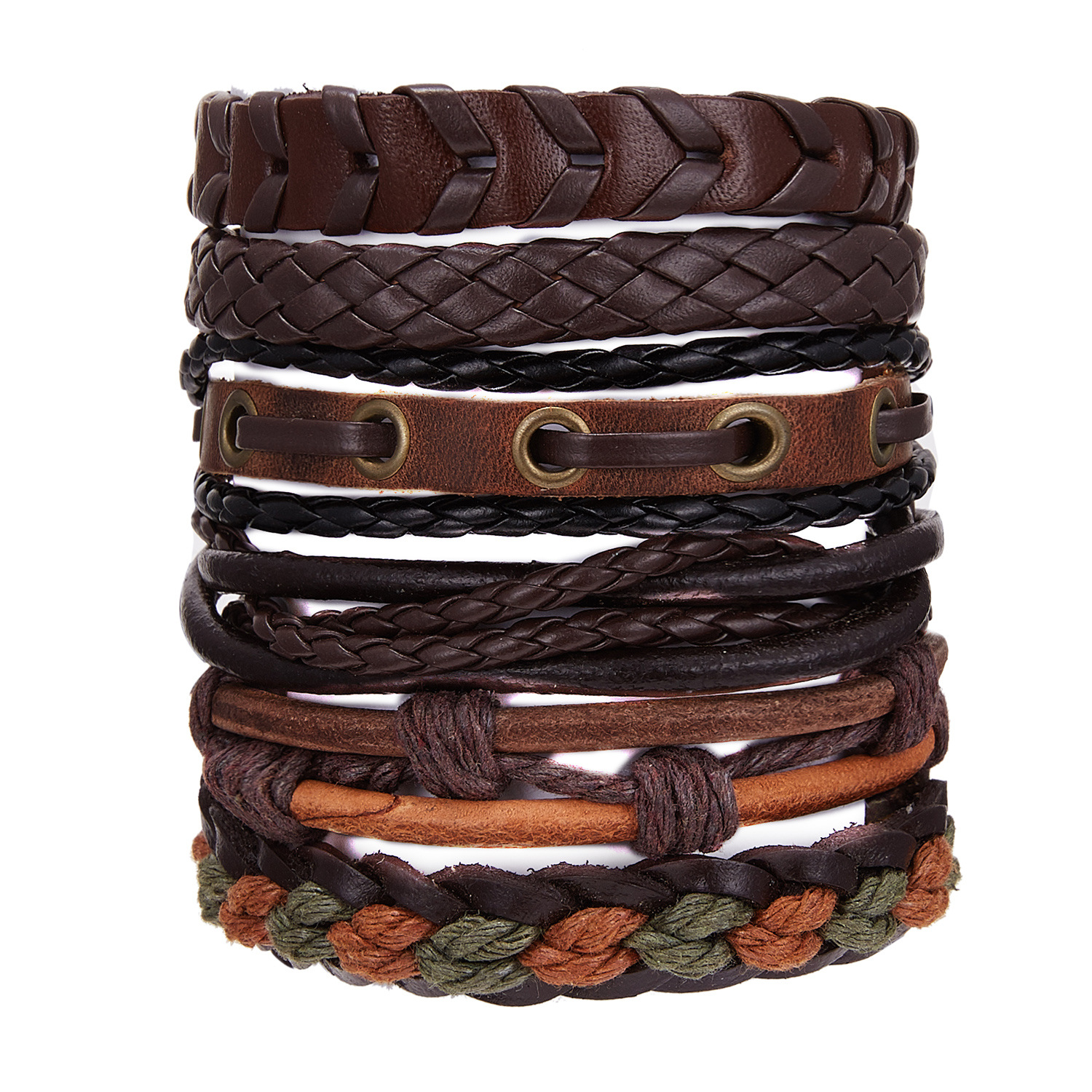 Retro Geometric Pu Leather Rope Braid Men's Bracelets display picture 12