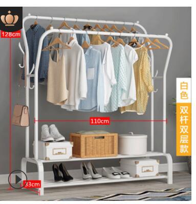 Multi-funcional piso perchero percha secado rack simple balcón interior a prueba de viento engrosada doble varilla ropa polo