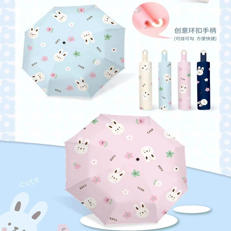 Cartoon automatic handheld umbrella, with little bears, fully automatic, sun protection
