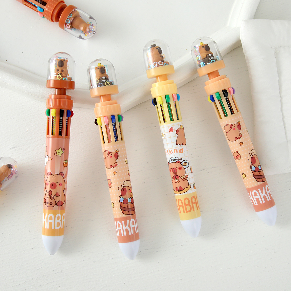 Caricatura Capibara bolígrafo lindo paisaje pulsar bolígrafo de diez colores bolígrafo de escritura de estudiantes