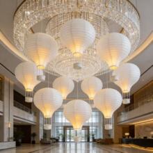 temu跨境代发6件套热气球纸灯笼幼儿园童装店橱窗4S店吊顶挂饰