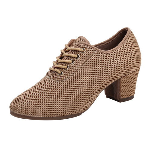 Dance handkerchief ladies summer mesh ballroom dance medium high heel soft sole teacher sailor square dance shoes Latin dance shoes