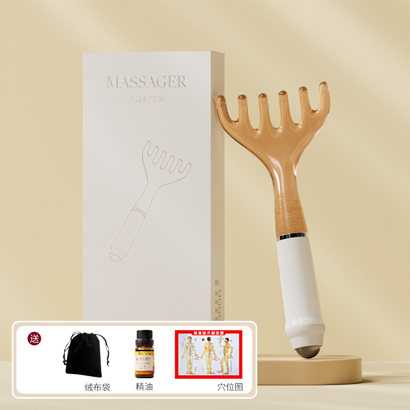 Pein de cuerno de ciervo, rastrillo pequeño, masaje de cinco dedos, peinado de cabello, garra de agarre del cuero cabelludo, meridianos, tratamiento de la cabeza, artefacto de rastrillo de músculos faciales caseros