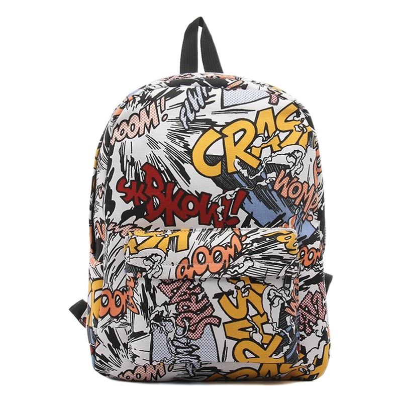 Mochila Graffiti, mochila ligera de lona para estudiantes de primaria y secundaria, mochila escolar de gran capacidad, diseño personalizado de estilo nacional para hombres y mujeres