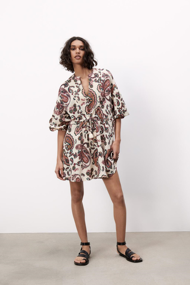 欧美za女装批发 2021夏季新款 佩斯利花纹连衣裙 06895031330