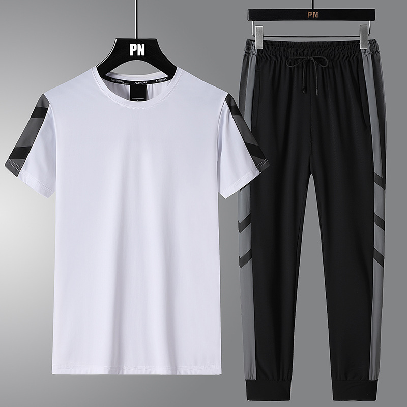 2024 traje de ocio deportivo transpirable de secado rápido ropa de hombre verano nuevo estilo pantalones de manga corta hombres a juego guapo