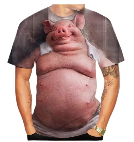 レトロカジュアルメンズ3Dプリントtシャツ半袖丸襟シャツ春夏服|undefined