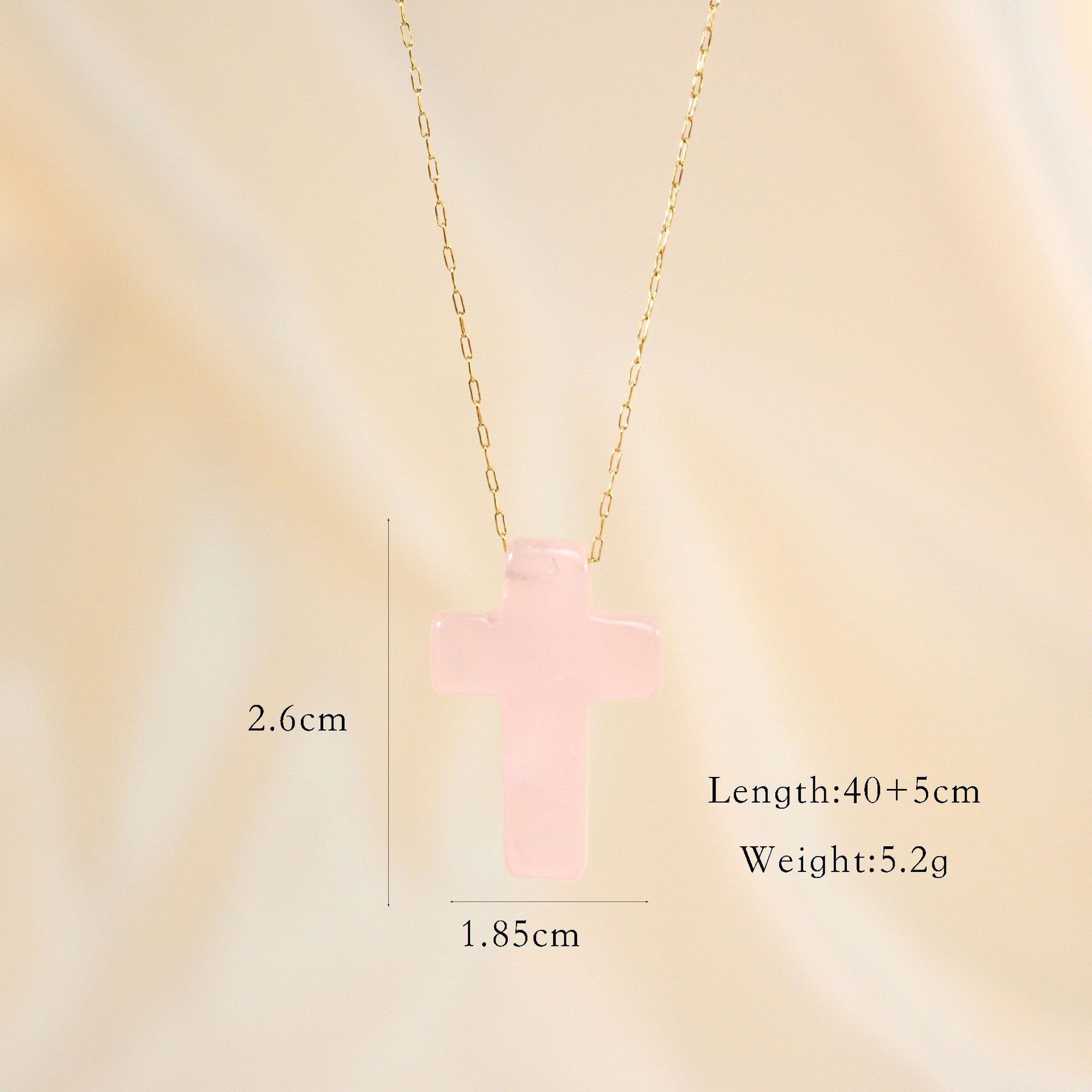 natural stone, Titanium Steel Material IG Style French Style Cross Moon Natural Stone Titanium Steel 14K Gold Plated Pendant Necklace In Bulk