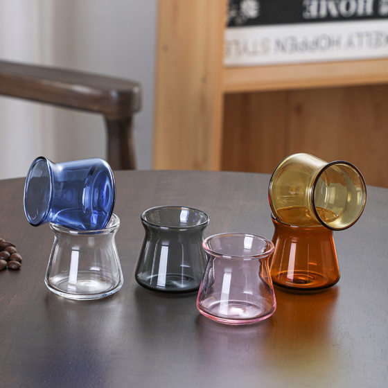 Supply borosilicate colored glass coffee cup hand punch tasting cup fair cup smell cup