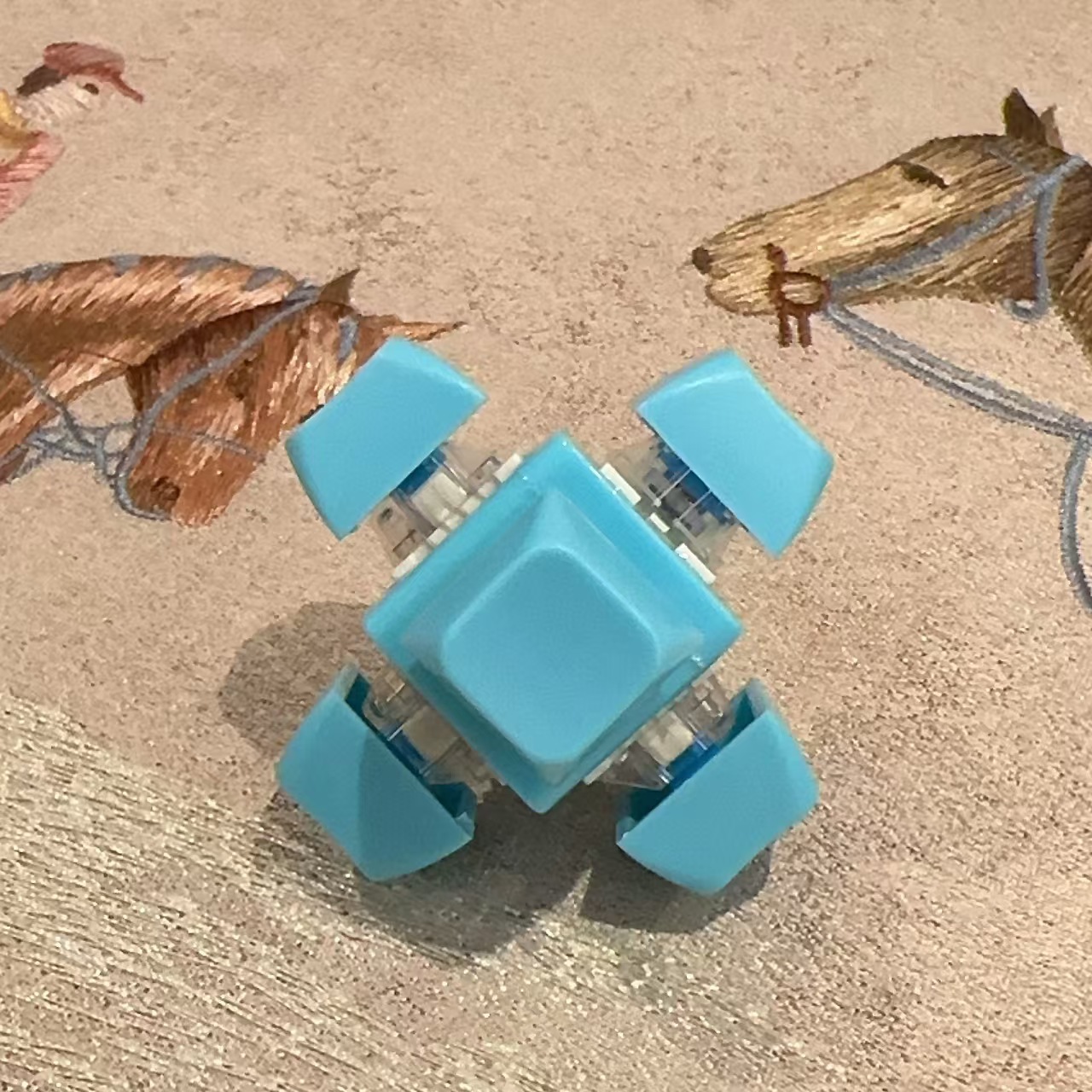 Special-shaped six-button blue shell-blue hat
