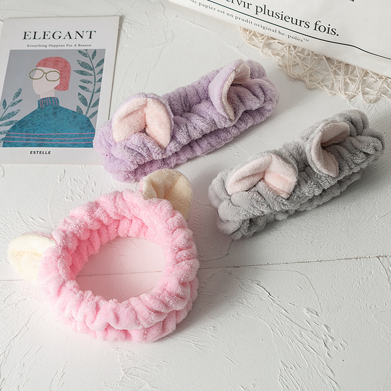 El otoño y el Invierno de la muchacha banda de pelo Simple dulce Linda dama máscara facial maquillaje gato oído banda de pelo accesorios para el cabello