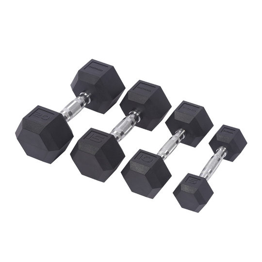 Commercial home gym men's plastic PVC hexagonal dumbbell strength equipment 1-50kg spot straight hair