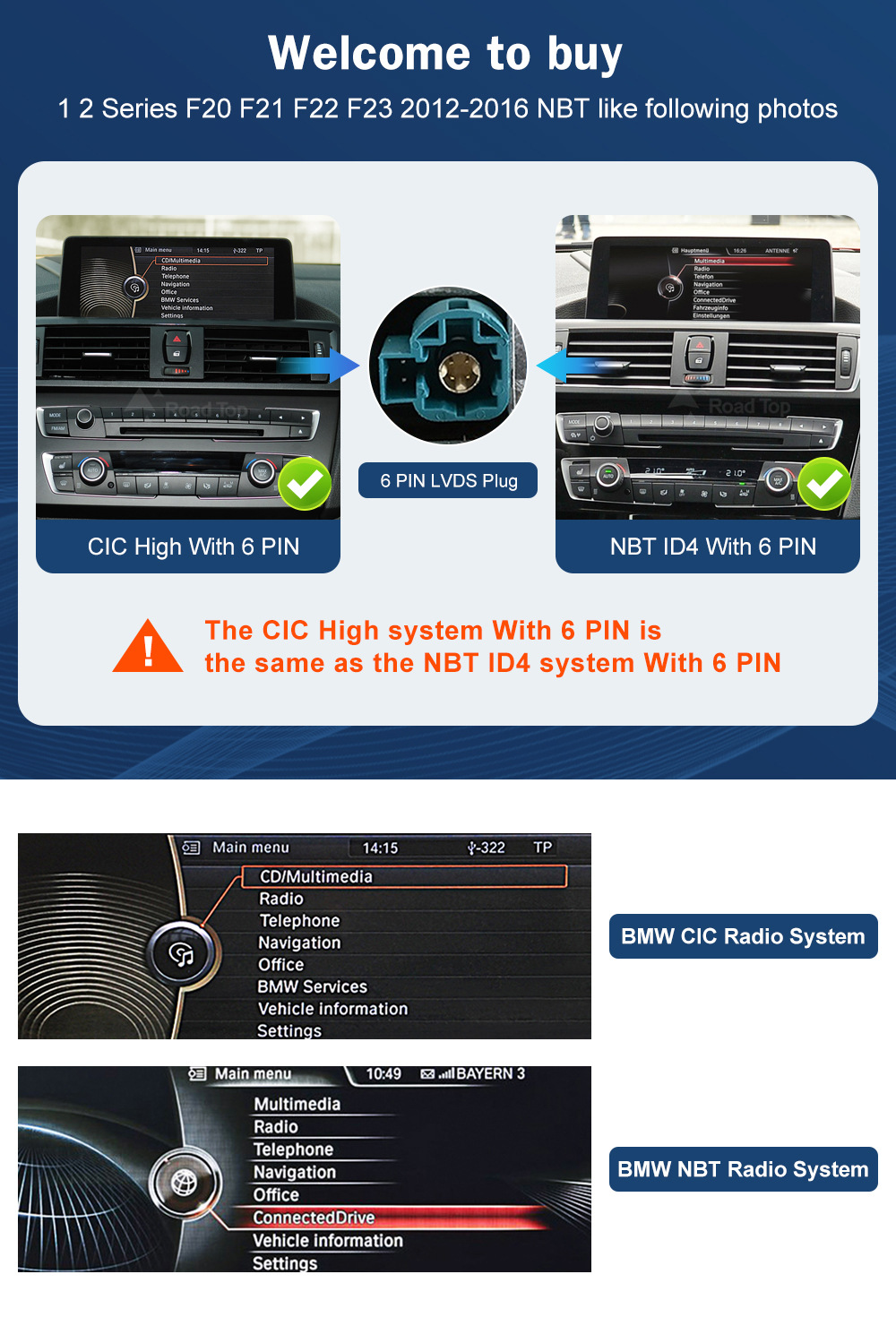 10.25''CarPlay Car Multimedia Display Screen for Bmw 1/2 Series NBT System