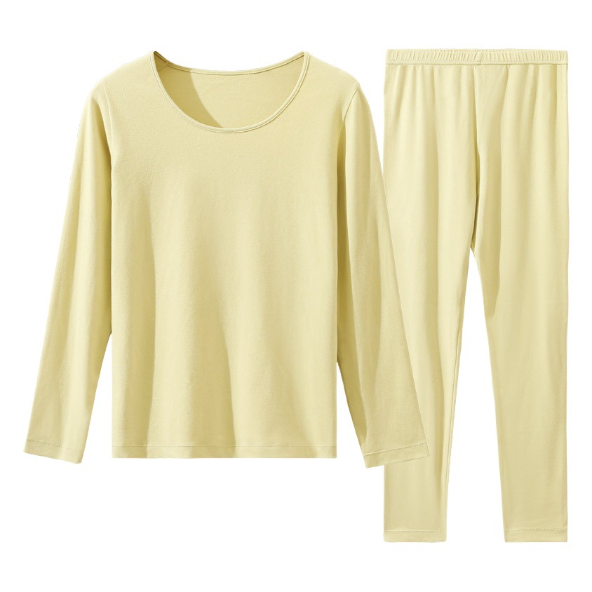 Ropa de otoño pantalones largos algodón de las mujeres medio grueso cuello redondo desgaste interior bodysuit bottoming ropa de abrigo ropa interior térmica sin costuras traje de mujer