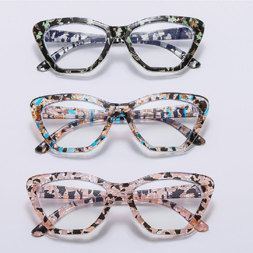  new cross-border fashion anti-blue light cat eye glasses frame European and American trendy floral frame flat mirror BL901