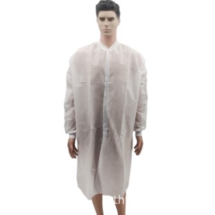 Factory Supply SMS Non-woven Velcro Lab Coat velco Knitted Leader Work Clothes Breathable Dustproof Coat