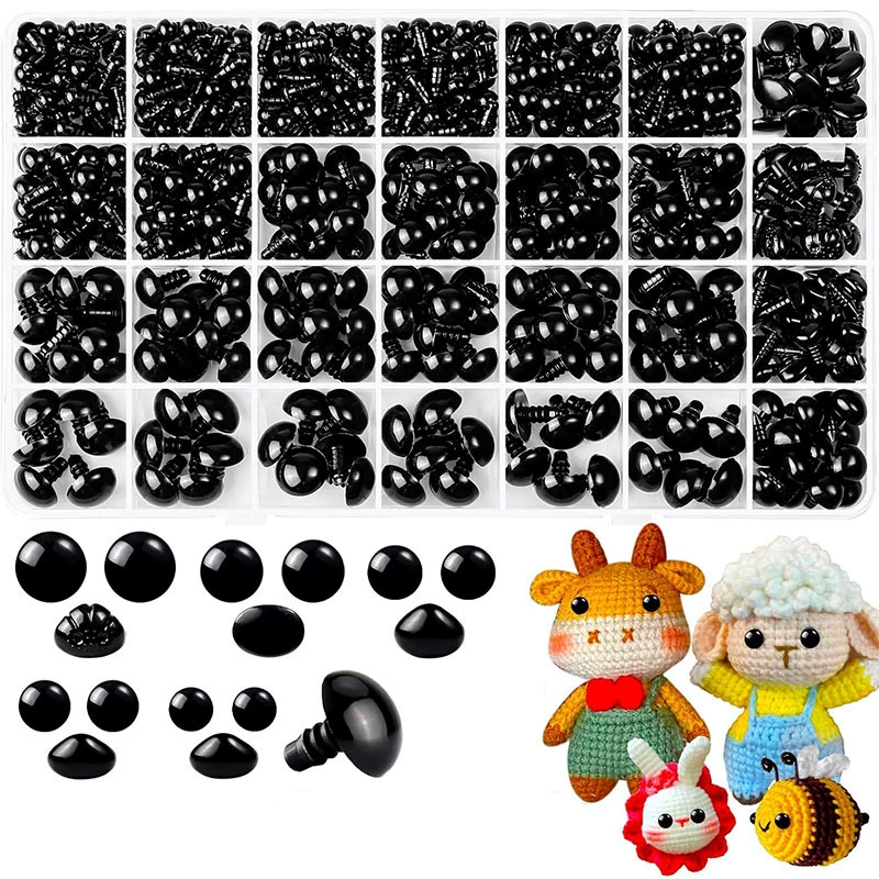 1000 шт., набор безопасных глаз «сделай сам», кукольные глаза, нос с прокладкой, аксессуары для художественных глаз, игрушки, аксессуары, ювелирные изделия