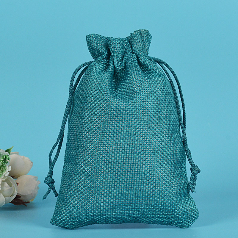 Льняная сумка 7*9 см; дыра синяя нейлоновая веревка