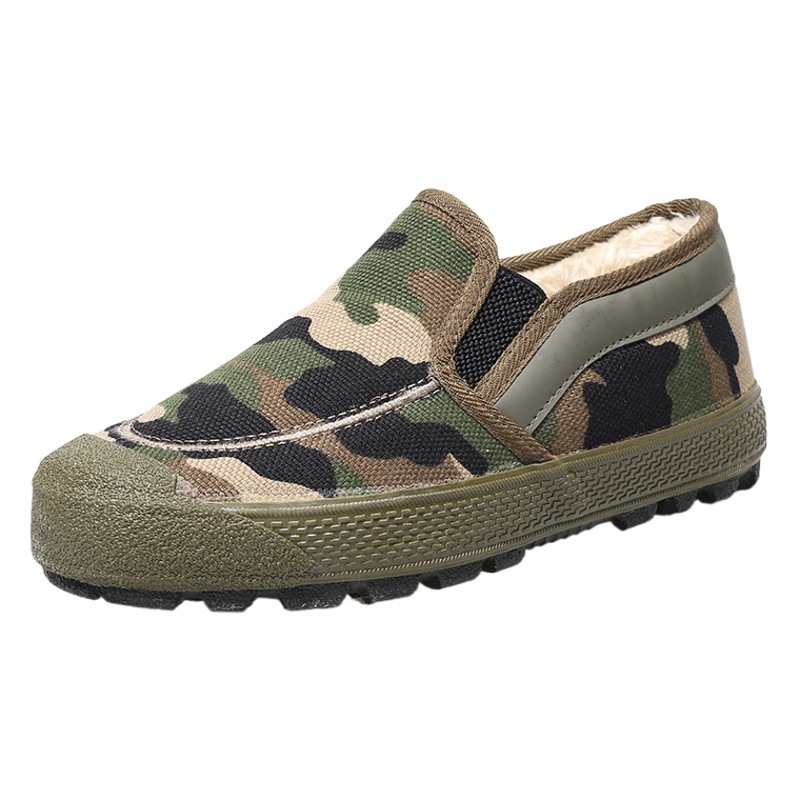 Slip-On Winter Warm Cotton Shoes with Fleece Lining, Non-Slip Rubber, Waterproof, Casual Cotton Work Safety Shoes, Waterproof and Non-Slip