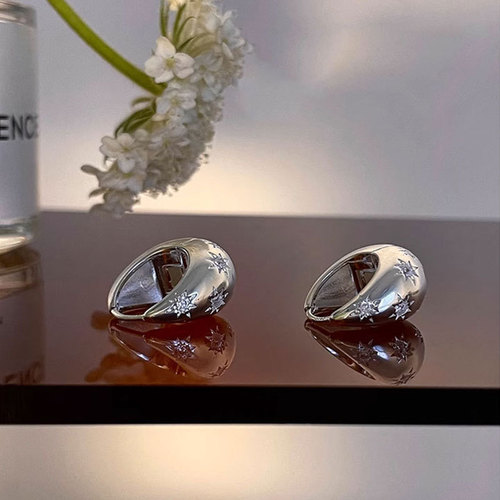 Ganjia S925 sterling silver drop-shaped eight-pointed star diamond earrings niche design high-end cold style earrings