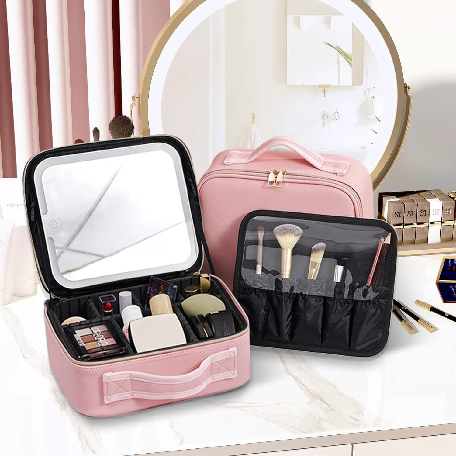 Makeup box, capacious handheld cosmetic bag, high quality organizer bag