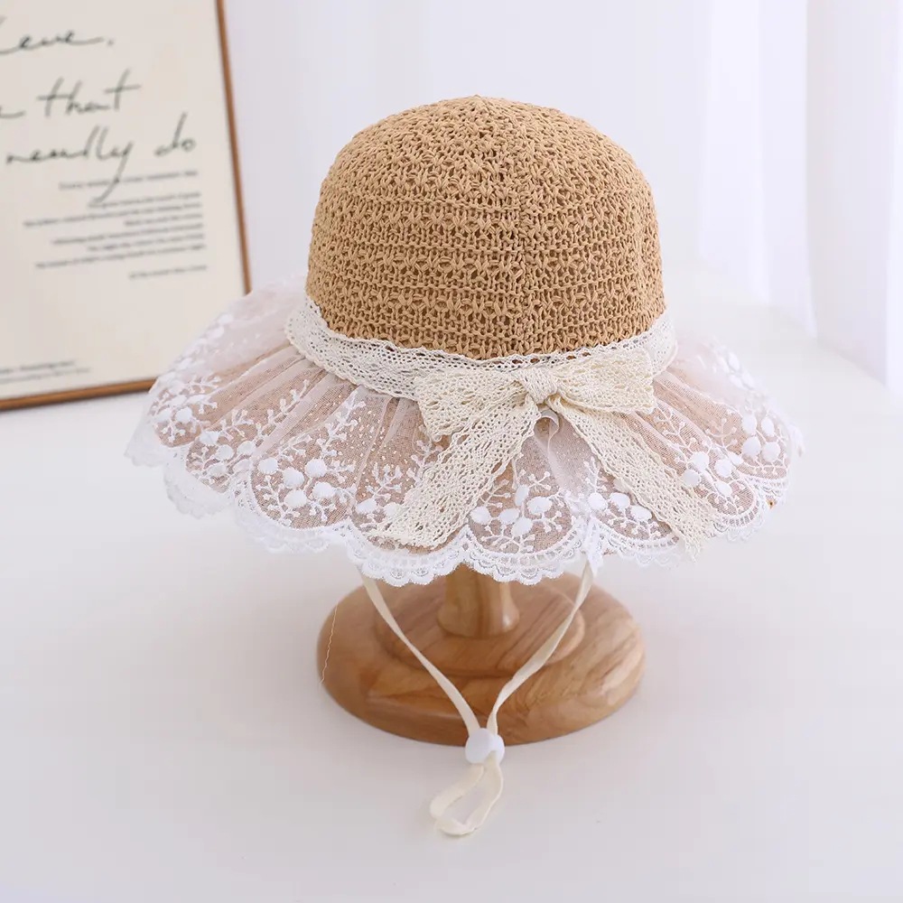 Sombrero para el sol para niñas Sombrero para el sol para niñas de estilo fino de verano Sombrero para el sol Sombrero de paja para niños de princesa de playa linda