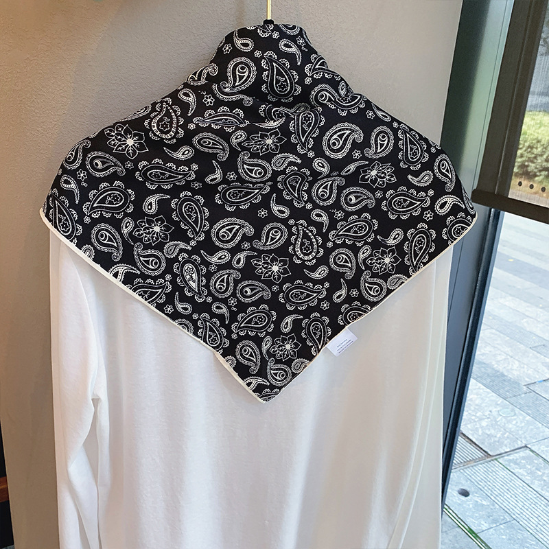 Spring and Autumn High-End Triangle Scarf Double-Layer Satin Korean Style Small Shawl Silky and Stylish Neck Scarf Scarf Triangle Scarf