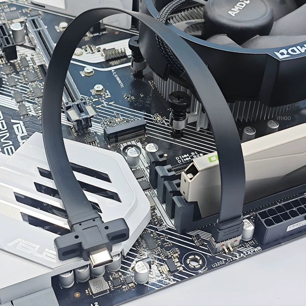 Кабель-ответвитель USB3.2 GEN2*2 TYPE-E к корпусному Type-C фронт C female 10G/20Gbps плоский кабель