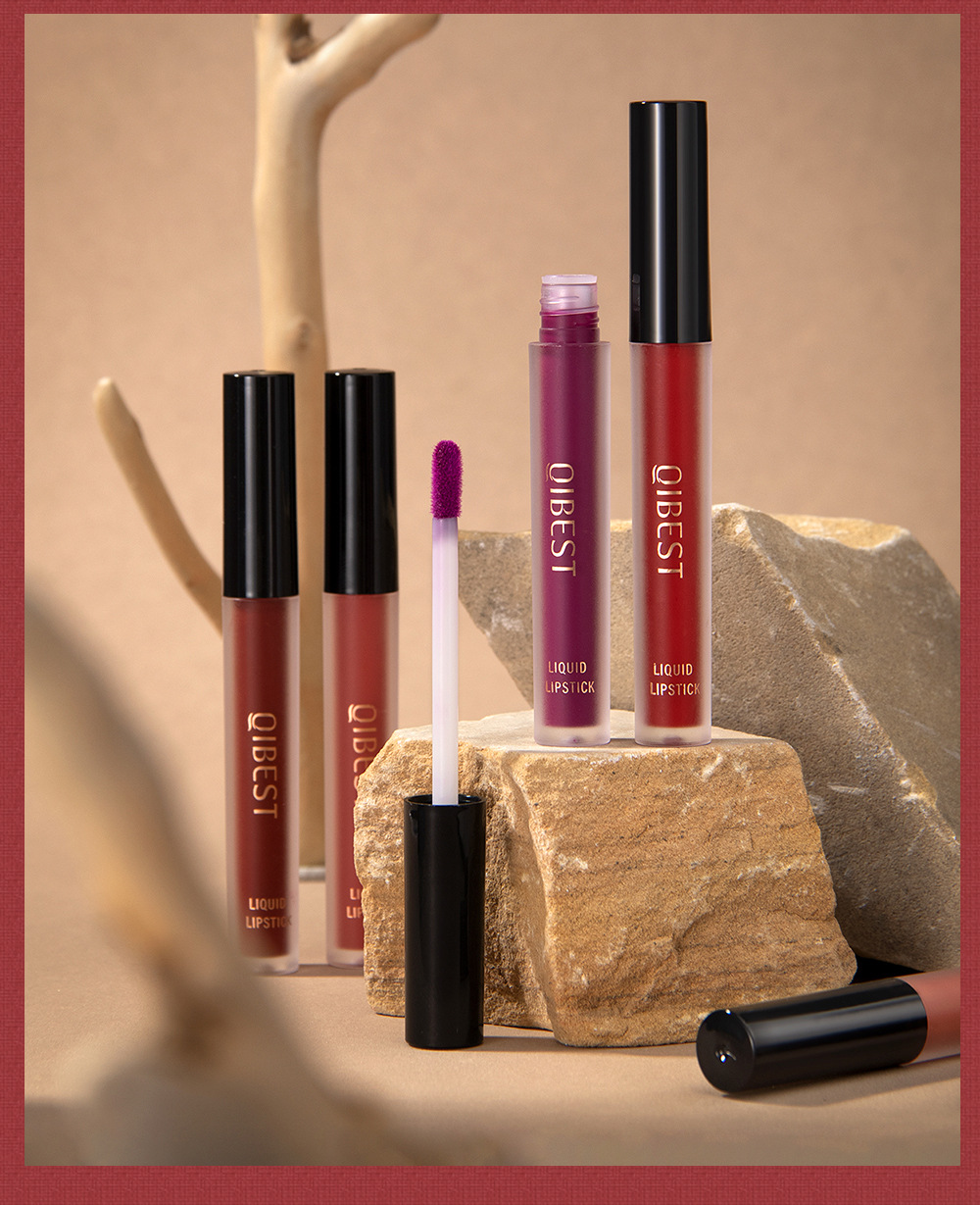 QIBEST Cross Border non-stick cup non-fading lip glaze matte mist moisturizing lip line set 3-in-1 Makeup undefined