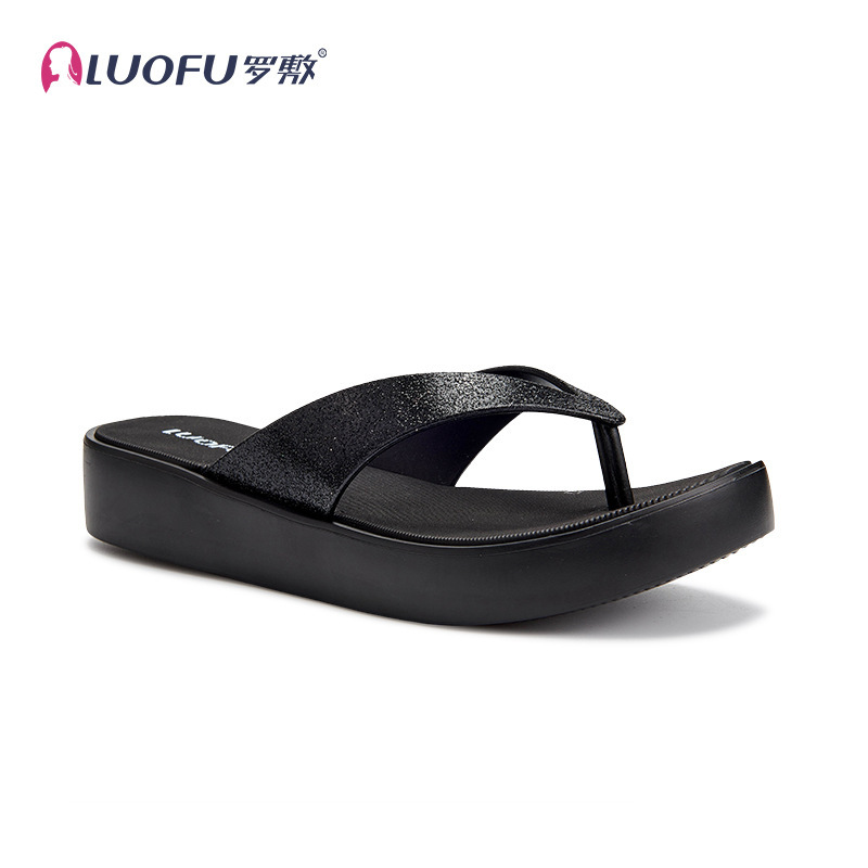 LUOFU Luo Fu nueva moda chanclas brillantes femeninas ins2025 salida de verano sandalias de chanclas de suela gruesa antideslizantes
