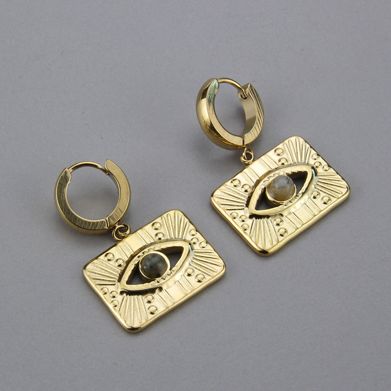 Simple Style Eye Titanium Steel Earrings Necklace Hollow Out Stainless Steel Necklaces