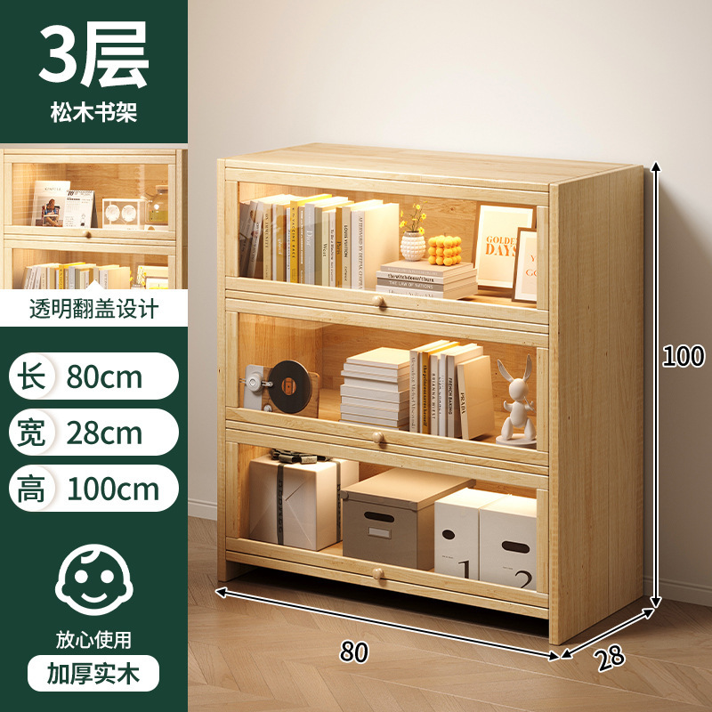 Estantes de madera sólida estantería de piso integrado contra la pared almacenamiento de almacenamiento de artículos de visualización de la sala de estar estante de libros para niños
