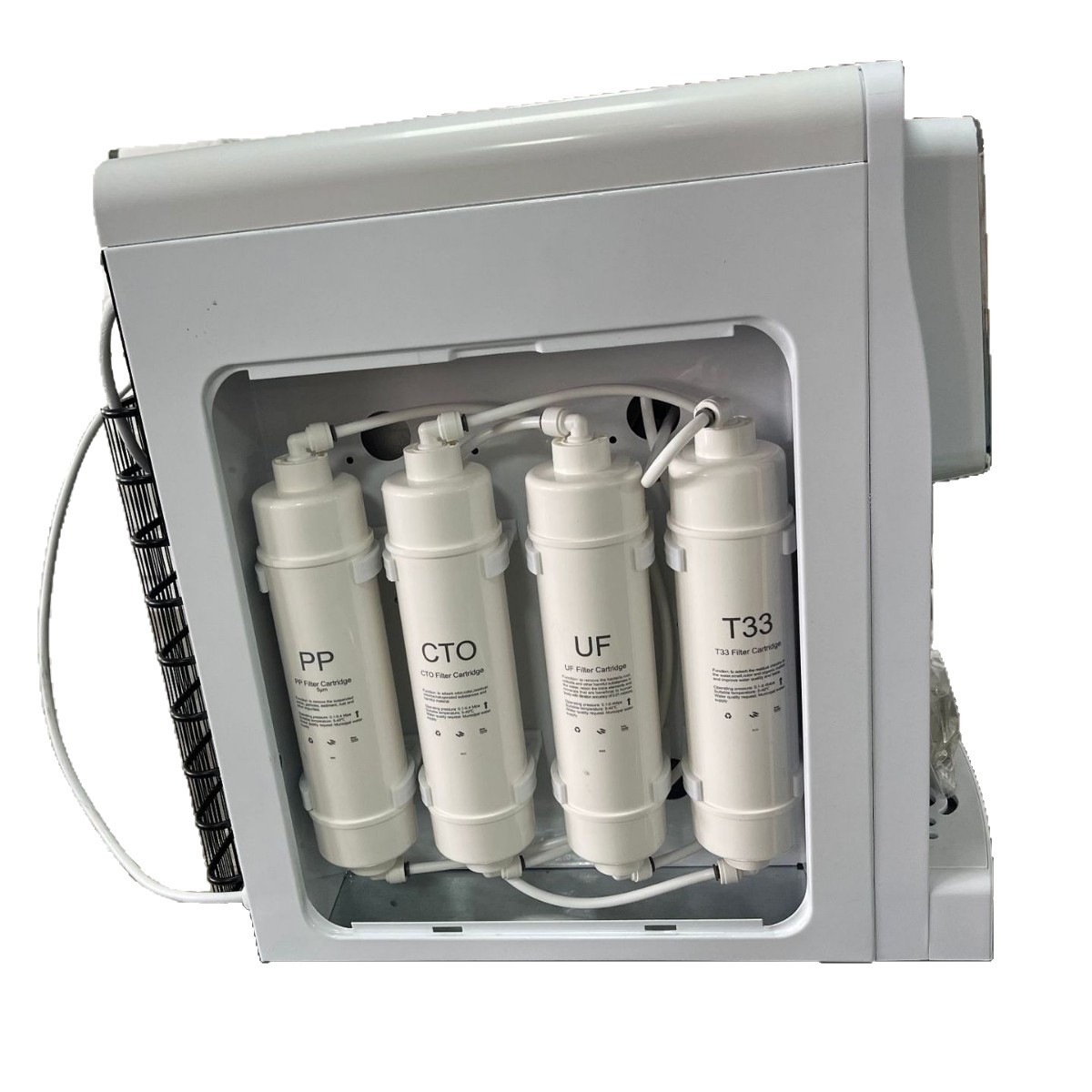 Contador de agua de filtro de escritorio con filtro de conexión rápida de 10 pulgadas 2 secciones de partículas de algodón PP membrana de ultrafiltración de carbón activado bebida directa