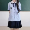 Genuine shirt, mini-skirt, bow tie