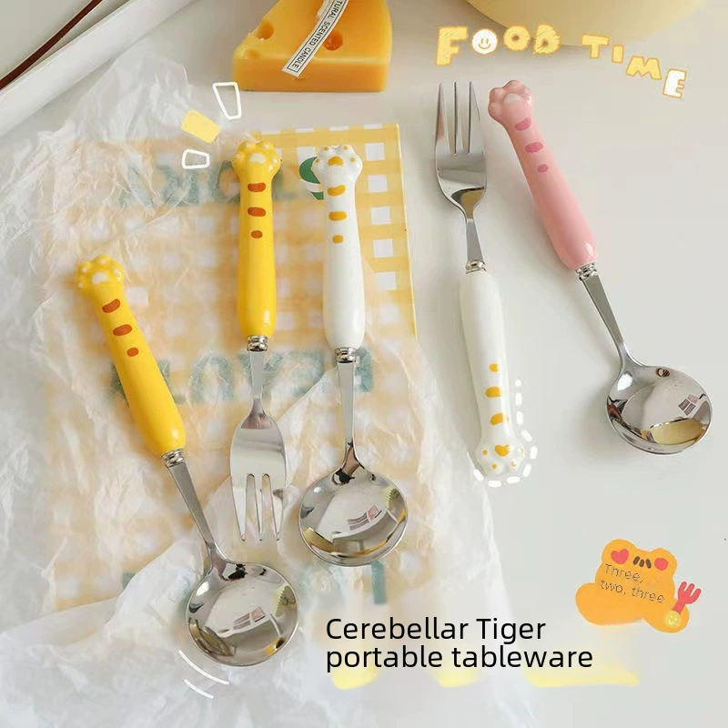 High quality spoon, cartoon children's ceramic tableware, internet celebrity