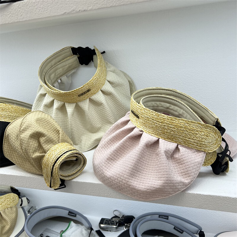 Japanese Style Simple Colored Glue UV Sunshade Air Top Hat Women's Summer Artistic Big Eave Sun Hat Portable Foldable