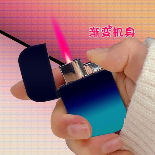 High-looking pink flame inflatable lighter windproof metal gradient ins internet celebrity female lighter for boyfriend wholesale