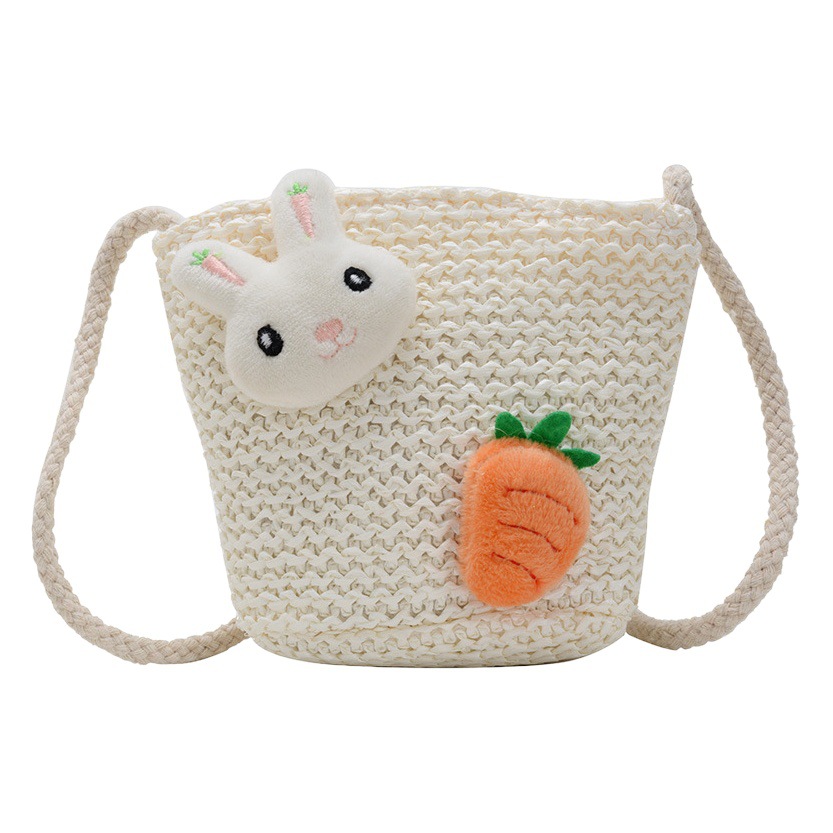 Children's Bag Straw Bag Flower Vacation Bag 2022 New Girls' Seaside Beach Fashion Trendy Crossbody Bucket Bag