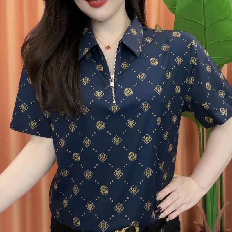 Fashion Trend 2026 Summer New Stylish Men's Floral Half-Zip Shirt Casual Versatile Slim-Fit T-Shirt
