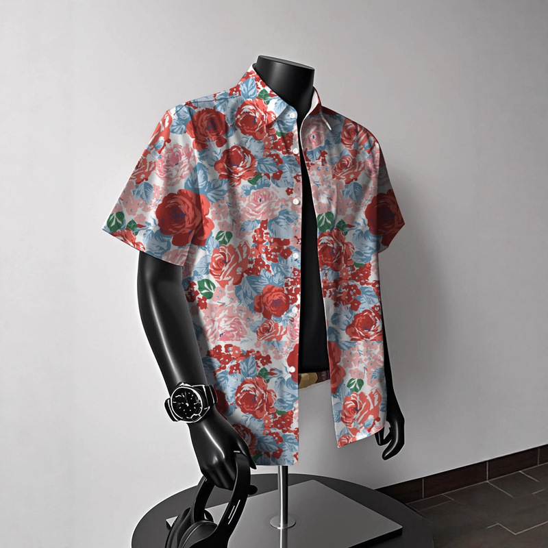 Men's Travel Outfit for Vacation in Thailand: Sanya Travel Shirt, Hawaiian Ice Silk Thin Beach Swim Surfing Shirt for Men