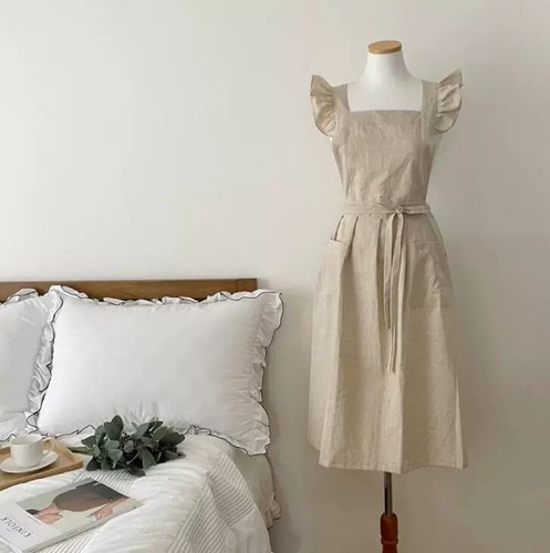 Dedicated Korean-style European-style small flying shoulder floral artistic painting studio coffee milk tea workwear stain-proof water-resistant apron