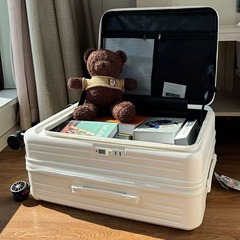 新しいサイドオープンスーツケース多機能女性用小型 20inch ボーディング軽量トロリースーツケース 24 スーツケース男子学生用