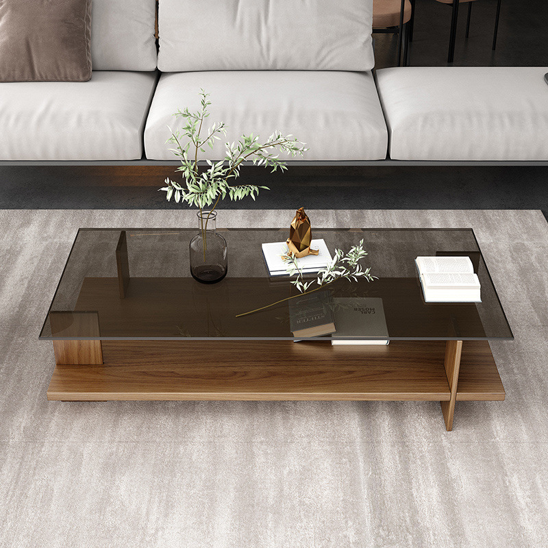 Mesa de té de vidrio temperado pequeña sala de estar doméstica moderna simple oficina cuadrada mesa de té red ins viento